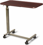 Medline at Home 150 Series Thermofoil Overbed Table, Mahogany - Adjustable Height, Tilting Surface - Ideal for Hospital & Nursing Home Use