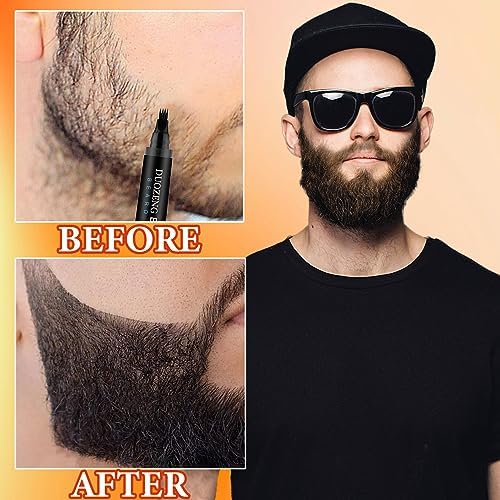 Beard Pencil Filler for Men,Beard Pen Filler Long Lasting Coverage Waterproof & Natural Finish Beard Filling Pen with Brush,Barber Styling Pencil - Fill, Shape & Define Perfect Beard(Black)