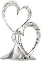 Hortense B. Hewitt Sparkling Love Double Hearts Anniversary, Engagement, Wedding Cake Topper, 5.5-Inches, Metal with Rhinestones, Silver