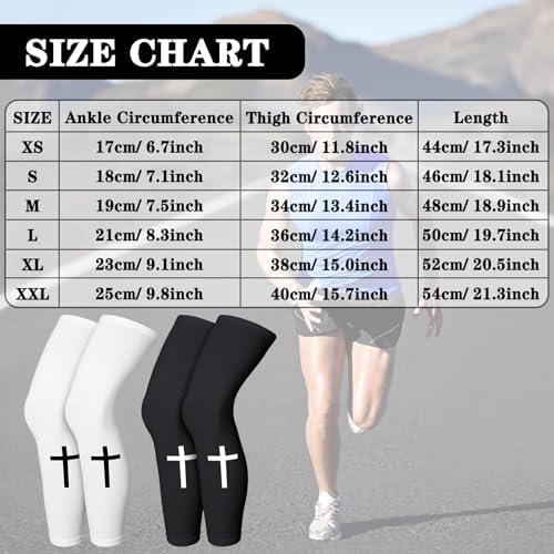 Skylety 2 Pairs Faith Cross Compression Leg Sleeve Religious Jesus Full Length Leg Sleeves for Footall Basketball Cycling