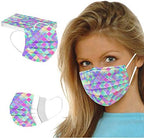 Peky 50PCS Disposable Face_Masks for Women, Disposable Face Masks With Designs - 3 Ply Breathable Tie-Dye Gradient Fashion Cute FaceMask with Nose Wire for Adults Teen Girls
