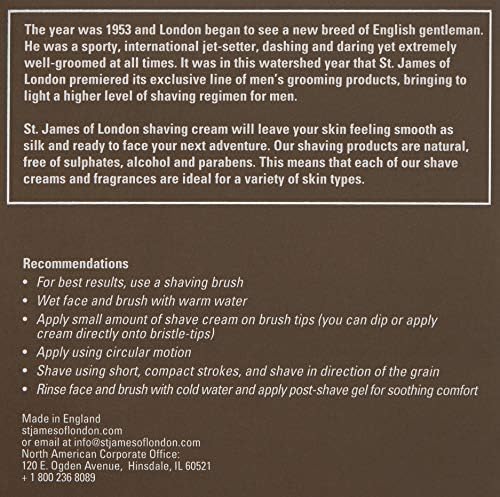 St James of London Lavender & Geranium Shave Cream Jar, 5.07oz