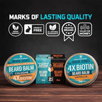 Biotin Beard Balm for Men – Beard Growth & Thickener, Shea Butter Beard Cream & Conditioner, Softening Balm for Fuller Beard & Mustache Growth (4 oz, 2 Pack)