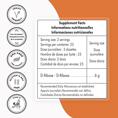 Supersmart - D-Ribose Powder (Natural Sugar) 6gm per Day - ATP Synthesis & Production - Universal Fuel for Energy | Non-GMO & Gluten Free - 150 g
