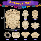 Generic 48-Piece Day of The Dead Sugar Skull Craft Kit - Unfinished Wooden Ornaments - DIY Paint & Hang - Adults