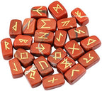 rockcloud Red Jasper Rune Stones Tumbled Engraved Lettering Crystal Set for Wicca Crystals Healing Chakra Reiki