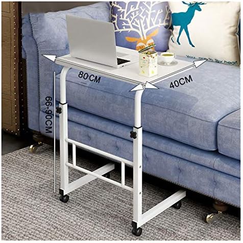 Mobile Overbed Table Portable Overbed Chair Table Height Adjustable Pc Overbed Table Classroom Training Table with Wheels Over Bed,Warm White-80 * 40cm