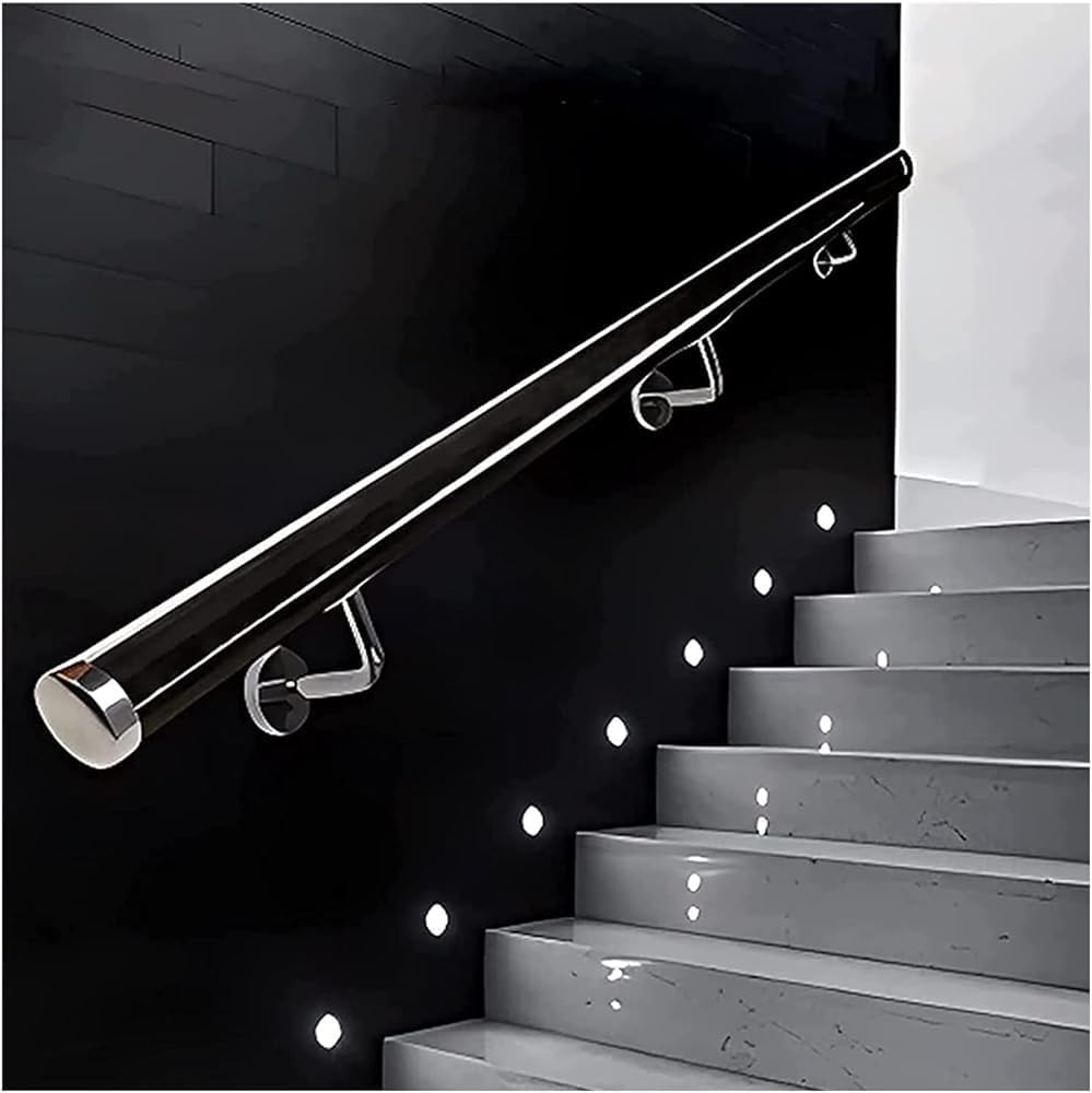 Stairs Handrail for Indoor Interior Staircase, Transparent Acrylic Grab Bars/Wall Mounted HD Clear Crystal Hand Railings, Silver Complete Kit(Size:3ft/90cm)