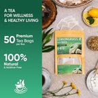 Lemongrass Tea Bags - 50 Bags (Premium Natural Pure Leaf Tea - 50 Count) Gluten-Free and Caffeine-Free Herbal tea for Relaxation, Wallness, Immune Support with Smooth Taste