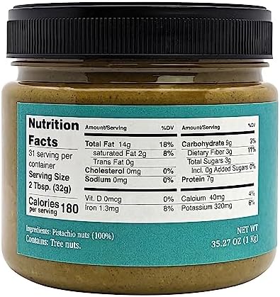 Nutural World - Crunchy Pistachio butter 35 Oz (1kg) / 100% pure single ingredient - Great Taste Award winner