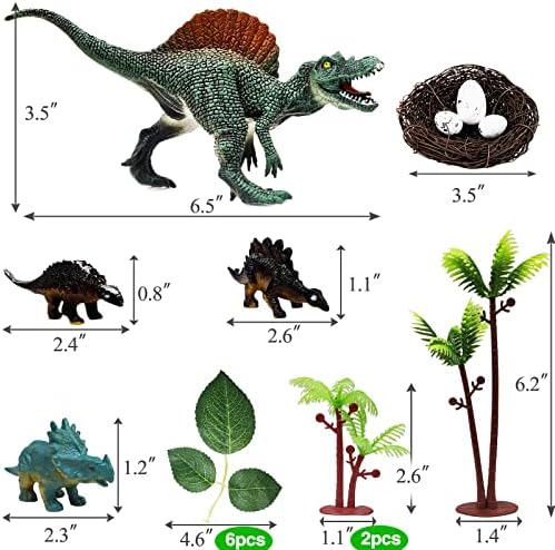 26 PCS Dinosaur Cake Toppers With Dinosaur Eggs, Leaves, Trees - Cake Decorations For Kids Birthday Party