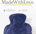 Hot Water Bottle - with Soft Premium Fleece Cover - Lake Blue, 2L - Heating Pad for Menstrual Cramps and Period Comfort - Bed Foot Warmer - Hot & Cold Compress for Back, Stomach, Neck Pain Relief