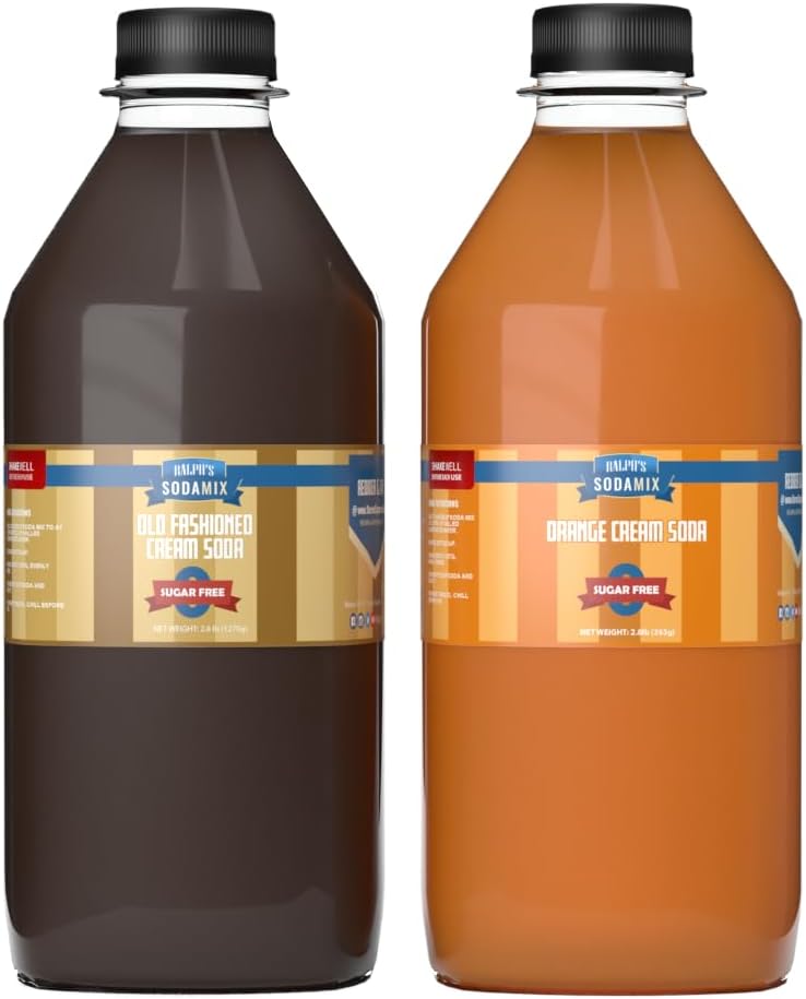 Ralph's 32oz Sugar Free Sparkling Water Soda Maker Flavors Pack | Cream Soda | Orange Cream Soda | 2 Pack | Sodamix