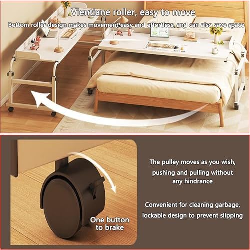 Hospital Table Over Bed for Home Use Swivel,Over The Bed Table with Wheels,Adjustable Height Table,Hospital Bed Table,Chair Cart,Laptop Desk for Bed,Recliner Table,Perfect for Hospital Famil