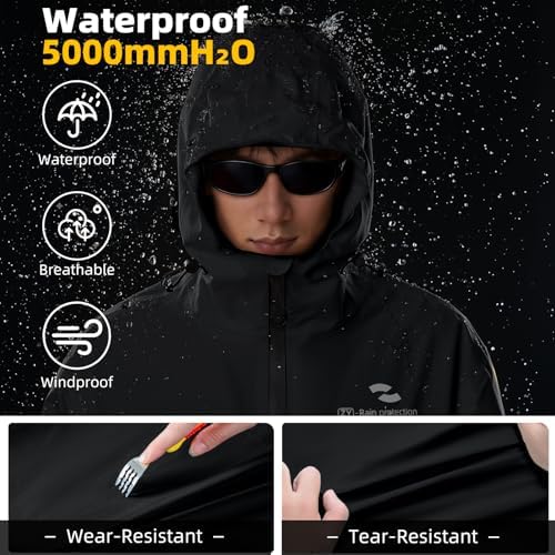 Stylish Rain Jacket Men Women's Lightweight Waterproof Packable Rain Shell Jacket Raincoat with Hood for All-Sport