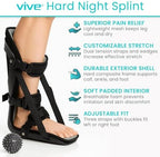 Vive Plantar Fasciitis Night Splint for Men & Women - Stabilizer Brace Relieves Inflammation - Foot Support Boot Features Adjustable Hook and Loop Straps for Achilles Pain Relief