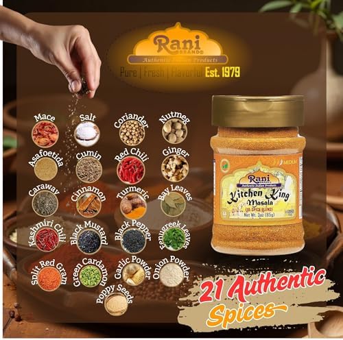 Rani Kitchen King Masala (20-Spice Curry blend) 3oz (85g) PET Jar ~ All Natural | Vegan | No Colors | Gluten Friendly | NON-GMO | Kosher | Indian Origin