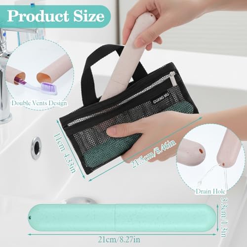 3 Pcs Toothbrush Pouch,1 Toothbrush Travel Bag + 2 Ventilated Toothbrushes Travels Containers, Portable Hygienic Organizer for Family, Camping & Business Trips