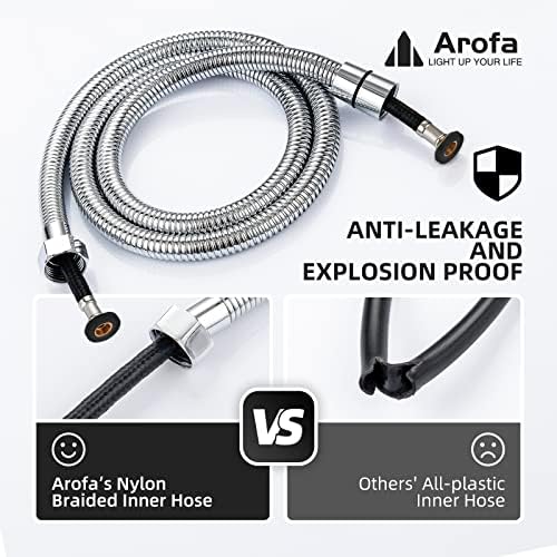 Arofa Stainless Steel Bidet Hose - 47 Inch Handheld Sprayer with Nylon Braided PVC Inner Hose for G 1/2 Connector, Chrome