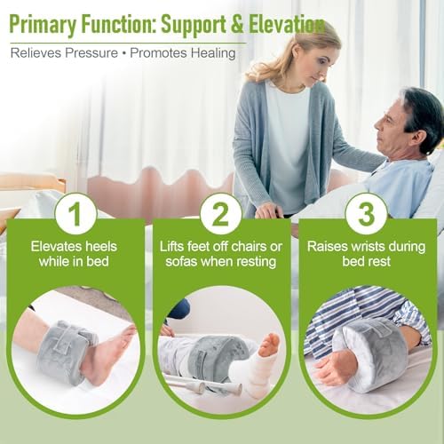 Foot & Ankle Elevation Pillow for Bed Sores & Surgery Recovery - High-Density Foam Heel Protectors with Washable Cover - Support Cushion for Elderly Care, Bedridden Patients & Post-Op Use (Small, 1PC)
