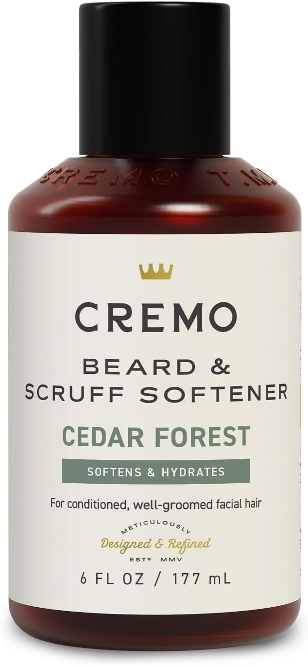 Cremo Cedar Forest Beard & Scruff Softener, Softens and Conditions Coarse Facial Hair of all Lengths in Just 30 Seconds, 6 Fluid Ounce