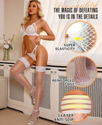RSLOVE Fishnet Thigh High Stockings - Womens Fishnet Stockings Antiskid Silicone Stay Up Pantyhose Sexy Lingerie for Women