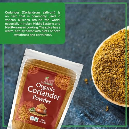 Jiva Organics Organic Coriander Powder 7 Oz - Non-GMO, Pure, Lab Tested - Dhania, Coriander Seeds Ground