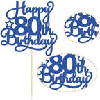 1 Pack Happy 80th Birthday Cake Topper Blue Glitter 80 & Fabulous Cheers to 80 Years Old Birthday Cake Pick for Celebrating 80th Birthday Anniversary Party Cake Decorations Supplies