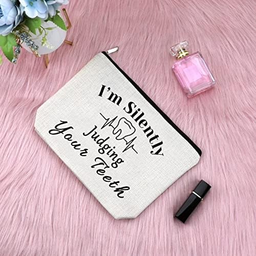 Dentist Gift Dental Gift for Women Makeup Bag Appreciation Presents for Dental Assistant Hygienist Cosmetic Bag Graduation Thank You for Her Birthday Retirement Keepsake Travel Cosmetic Pouch