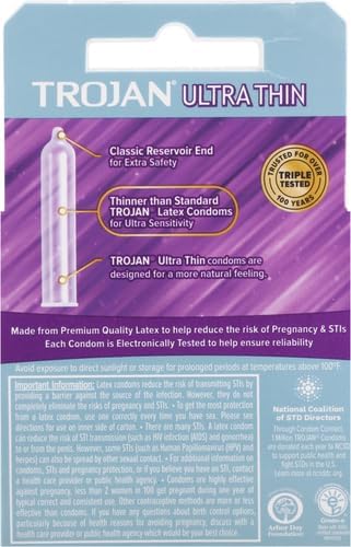 Trojan Sensitivity Ultra Thin Lubricated Condoms (Pack of 1) 3 Count