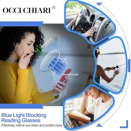 OCCI CHIARI Blue Light Reading glasses Women 2.25+ Computer Readers for Petite Face(1.0 1.25 1.5 1.75 2.0 2.25 2.5 2.75 3.0 3.5 4.0 5.0 6.0)