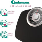 Adamson A25 Scales for Body Weight - Up to 400 LB - New Version - 5.3" Dial on 12.4" x 10.2" Platform - Anti-Skid Rubber Surface - High Precision Bathroom Scale Analog - Durable with 20-Year Assurance