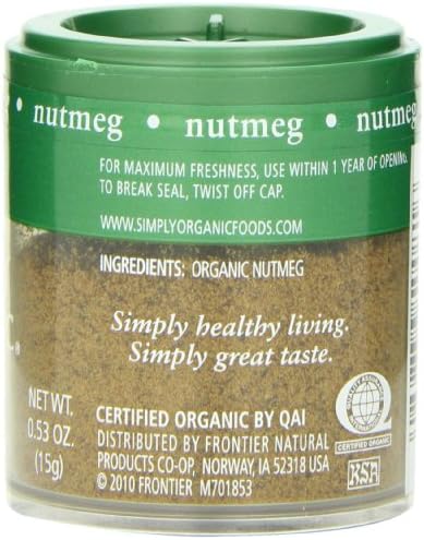 Simply Organic Nutmeg Ground Organic, Mini Spice, 0.53 Ounce (Pack of 6)