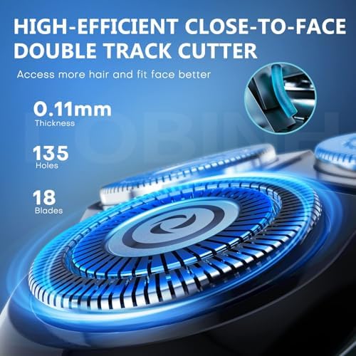 Electric Shaver for Men, 100% Washable Rechargeable Waterproof Electric Razor Wet & Dry Shaving with Pop-up Trimmer, 1 Hour Fast Charging, 4D Floating Head, LCD Power Indicator
