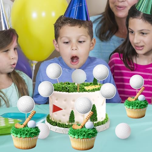 40 Pcs Golf Cupcake Toppers Golf Ball Cupcake Picks Birthday Cake Decorations for Kids Boys Sports Theme Birthday Party Decor Baby Shower Supplies