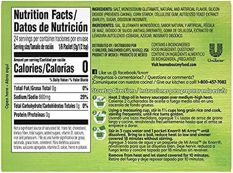 Knorr Mi Arroz Rice Seasoning Mix Add Authentic Flavor To Any Dish White Delicious Homemade Flavor in Our Seasonings 1.69 oz 4 Count, Pack of 12