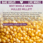 Great River Milling Organic Hulled Millet | Whole Grain Ancient Grain | Gluten-Free, High-Fiber Superfood | Non-GMO, Kosher Certified | Ideal for Salads, Porridge & Baking | 5 Lb