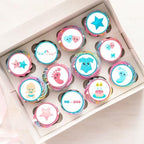 24 Boy/Girl Theme Gender Reveal, Baby Shower Edible Cupcake Toppers - Stand Up Discs Wafer Cake Decorations, 24 x 4cm / 1.5 Inch Wafer Card Discs UNCUT
