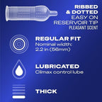 Durex Prolong Condoms with Delay Lubricant, Ribbed & Dotted Condoms for Men, 12 count