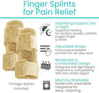 Vive Finger Splint (2 Pack) - Universal Finger Straightener - Broken and Trigger Finger Splints - Finger Brace for Arthritis pain and Support - Sprain Relief for Middle, Index, Ring, Pinky Fingers (Beige)