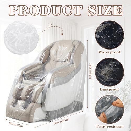 Zhehao 2 Pcs Massage Chair Plastic Cover Protector Clear Recliner Chair Cover Full Body PE Transparent Armchair Covers for Cat Dog Pet Scratch Proof Waterproof Dustproof Furniture Storage