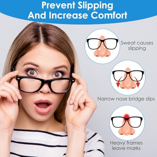Mabor 20 Pairs Anti-Slip Nose Pads for Glasses – Silicone D-Shaped Adhesive Stick-On Eyeglass Nose Grips, Ultra-Thin Comfort Fit for Optical & Sunglasses, Black & Clear