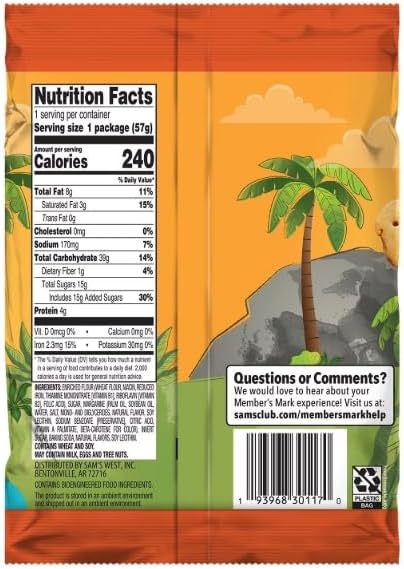 Animal Cookies, 2 Ounce Snack Packs, 36 Count
