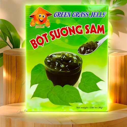 Smile Green Grass Jelly Powder (Bot Suong Sam) – 3 Box x 1.06oz (30g) | Herbal Vietnamese Cooling Jelly | Easy to Make | 100% Natural