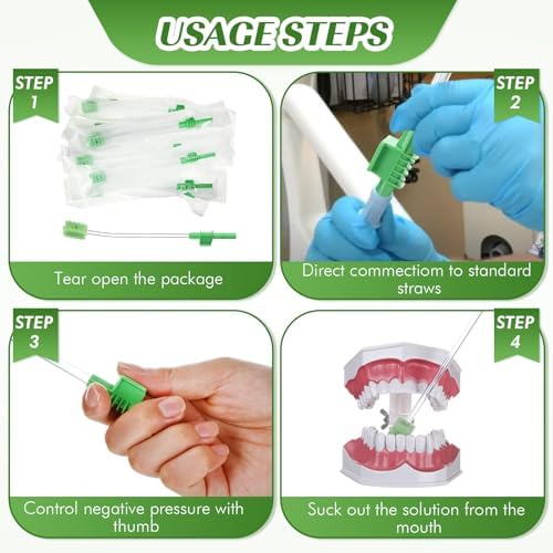 Threlaco 100 Pcs Oral Care Single Use Suction Swab Bulk Disposable Suction Toothbrush Individually Wrapped Swab Sponge for Elderly Adults Oral Dental Mouth Care