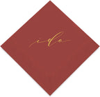 Weddingstar 3-Ply Gold Foil Cocktail Napkins Wine - I Do