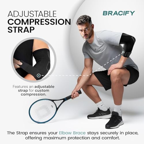 Elbow Brace for Tendonitis and Tennis Elbow for Women & Men, Arm Compression Sleeve for Arthritis, Workouts, Weightlifting, Reduce Joint Pain During Fitness Activity (Black, Large)