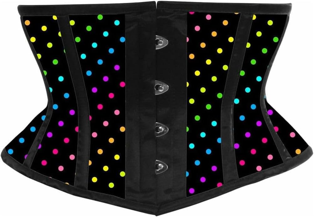 Daisy corsets Women's Daisy Corsets Lavish Rainbow Polka Dot Print Satin Mini Cincher Corset