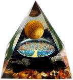 Moonstone Crystal Orgone Pyramid Ogan Crystal Energy Tower, Nature Reiki Chakra Crushed Stone Jewelry, Crystal Pyramid for Home Decor (Obsidian)