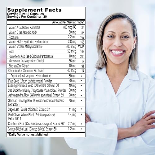 Health & Her Menopause Supplements for Women - Multi-Nutrient Support, Menopause Vitamins for Energy, Bones, Muscles, Skin & Hair, Vegan, Gluten-Free, Non GMO (60ct - 1 Month)